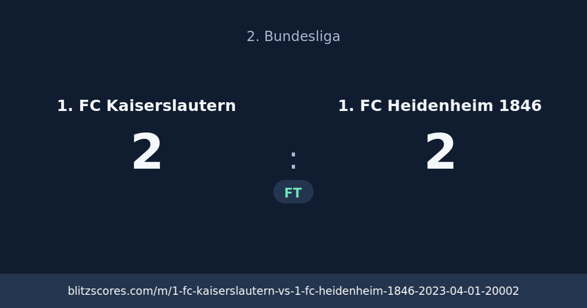 1. FC Kaiserslautern vs 1. FC Heidenheim 1846 score card