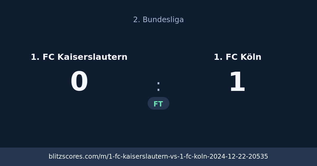 1. FC Kaiserslautern vs 1. FC Köln score card