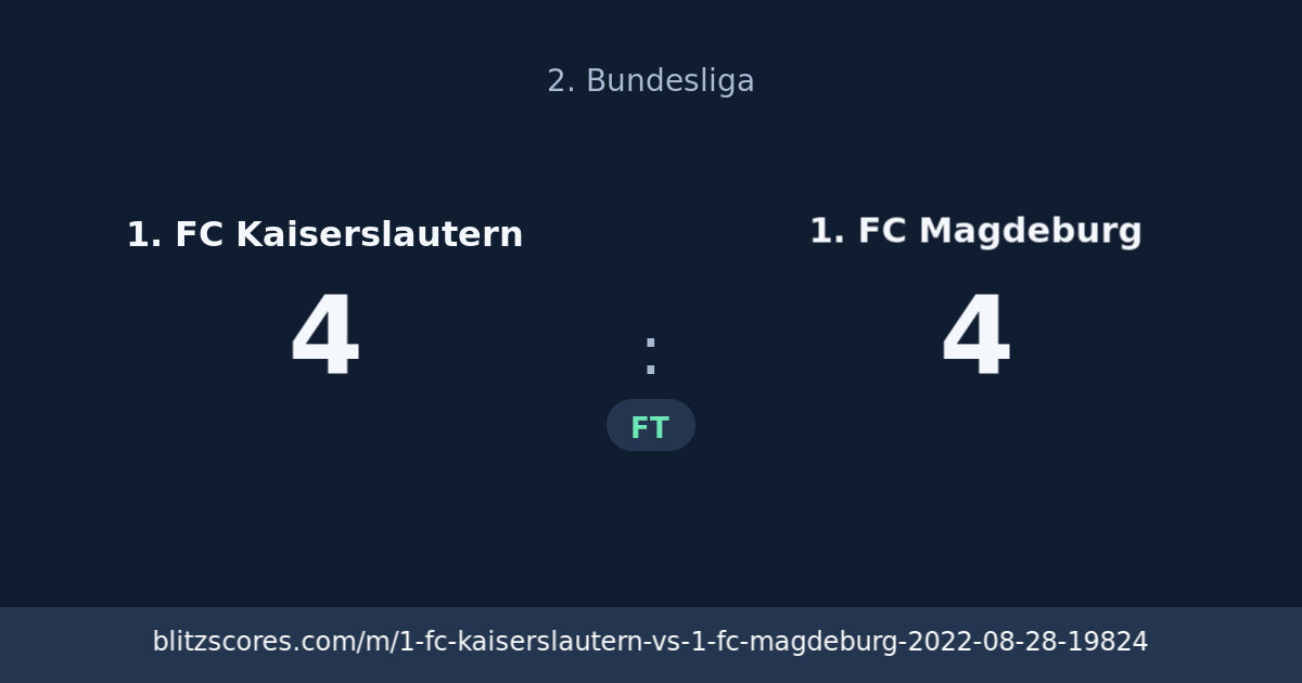 1. FC Kaiserslautern vs 1. FC Magdeburg score card