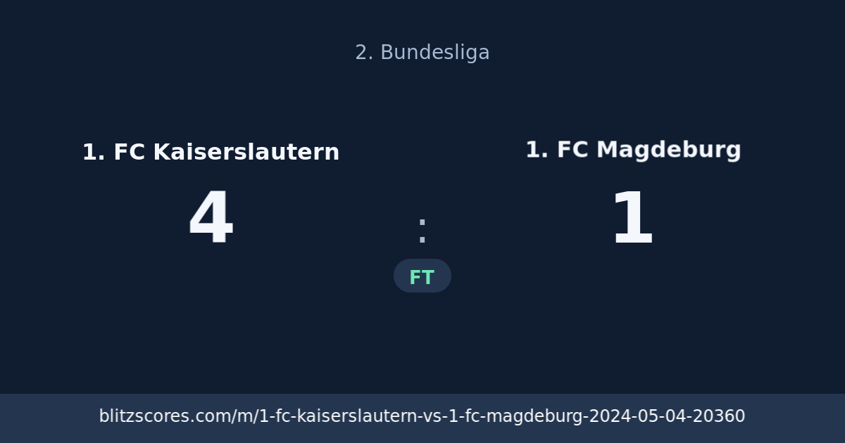 1. FC Kaiserslautern vs 1. FC Magdeburg score card