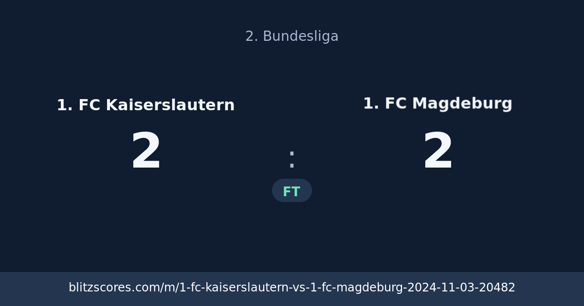 1. FC Kaiserslautern vs 1. FC Magdeburg score card
