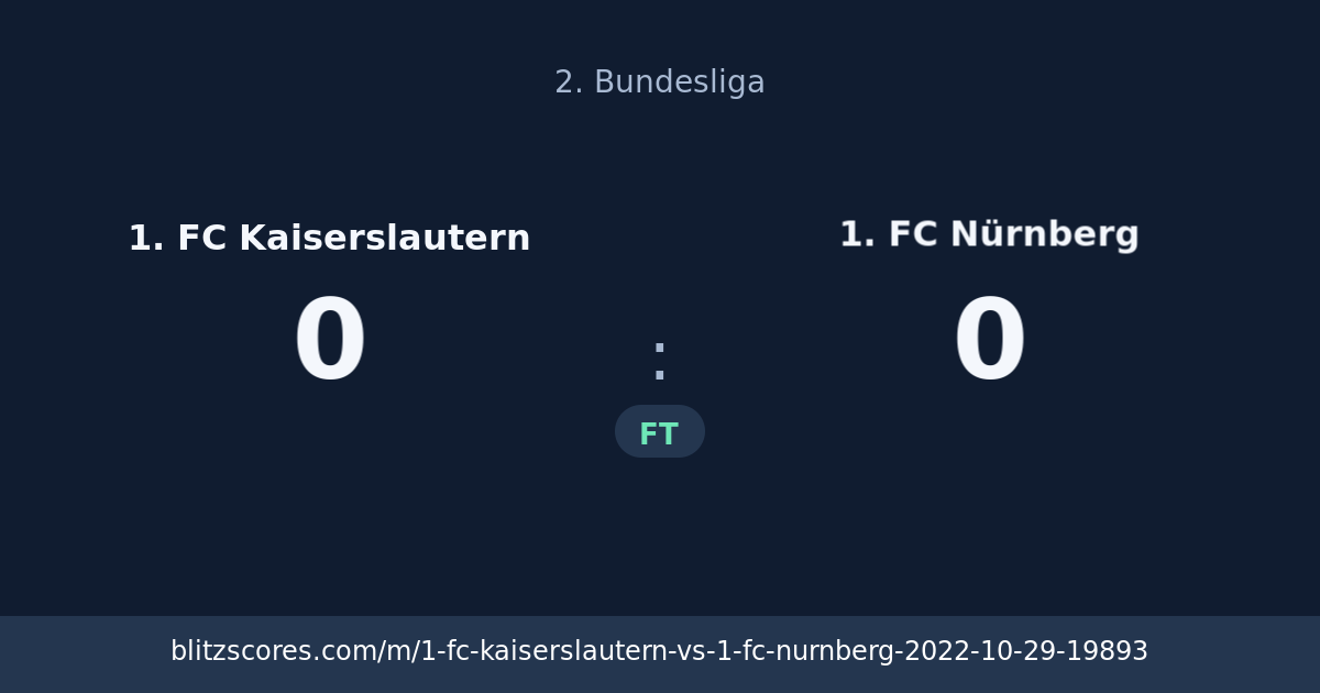 1. FC Kaiserslautern vs 1. FC Nürnberg score card
