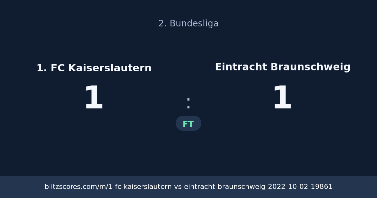 1. FC Kaiserslautern vs Eintracht Braunschweig score card