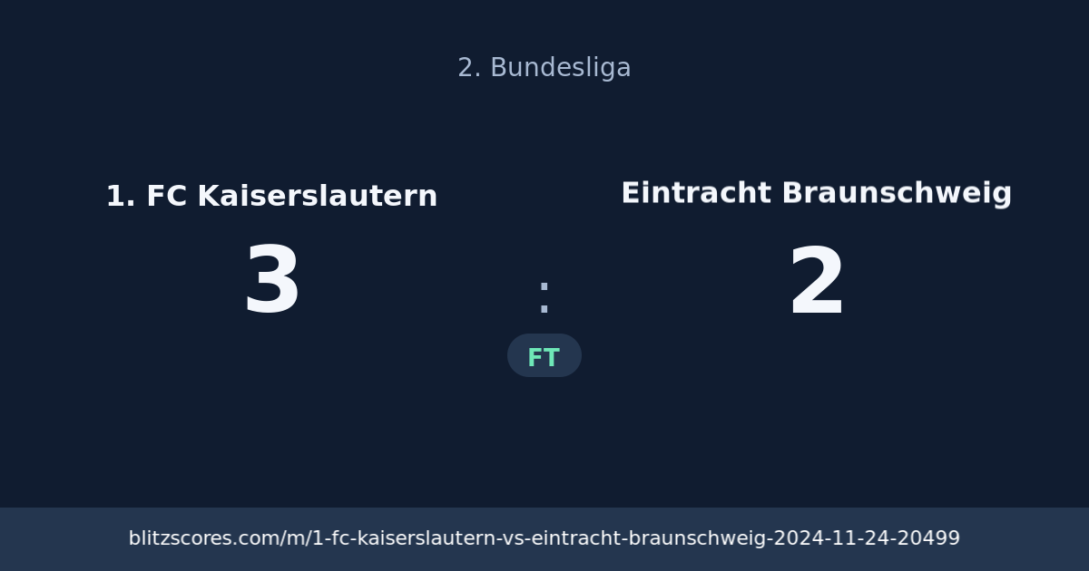 1. FC Kaiserslautern vs Eintracht Braunschweig score card
