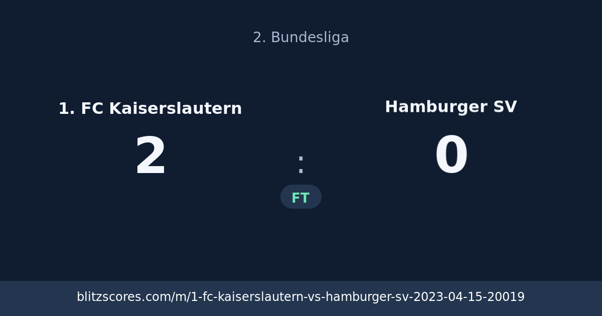 1. FC Kaiserslautern vs Hamburger SV score card