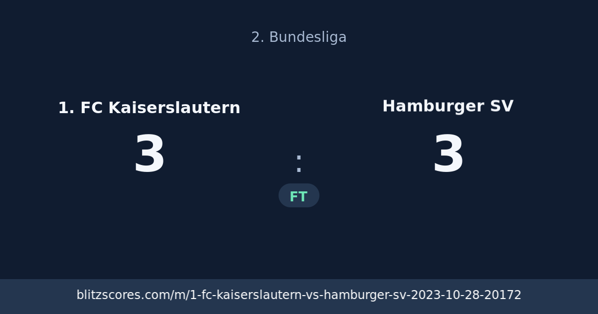 1. FC Kaiserslautern vs Hamburger SV score card