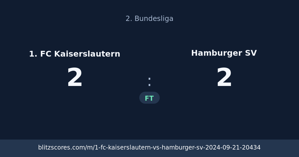 1. FC Kaiserslautern vs Hamburger SV score card