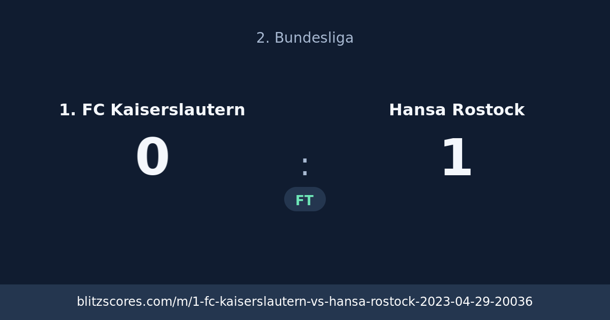 1. FC Kaiserslautern vs Hansa Rostock score card