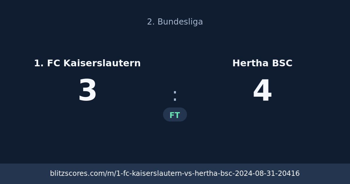 1. FC Kaiserslautern vs Hertha BSC score card