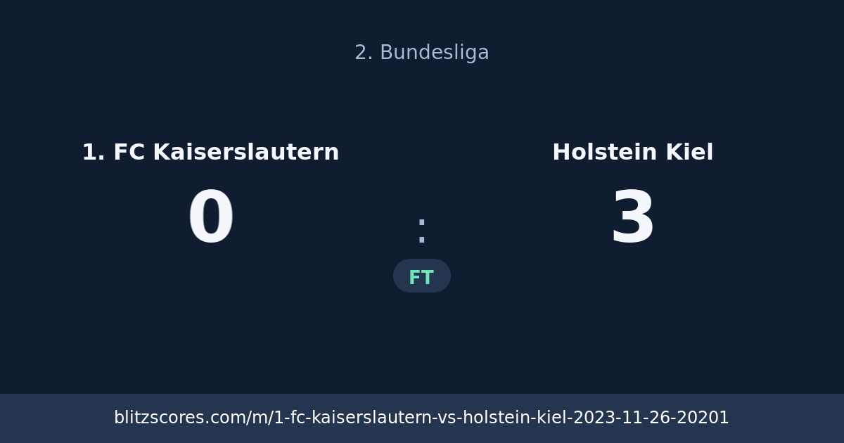 1. FC Kaiserslautern vs Holstein Kiel score card