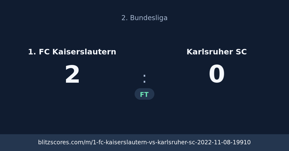 1. FC Kaiserslautern vs Karlsruher SC score card