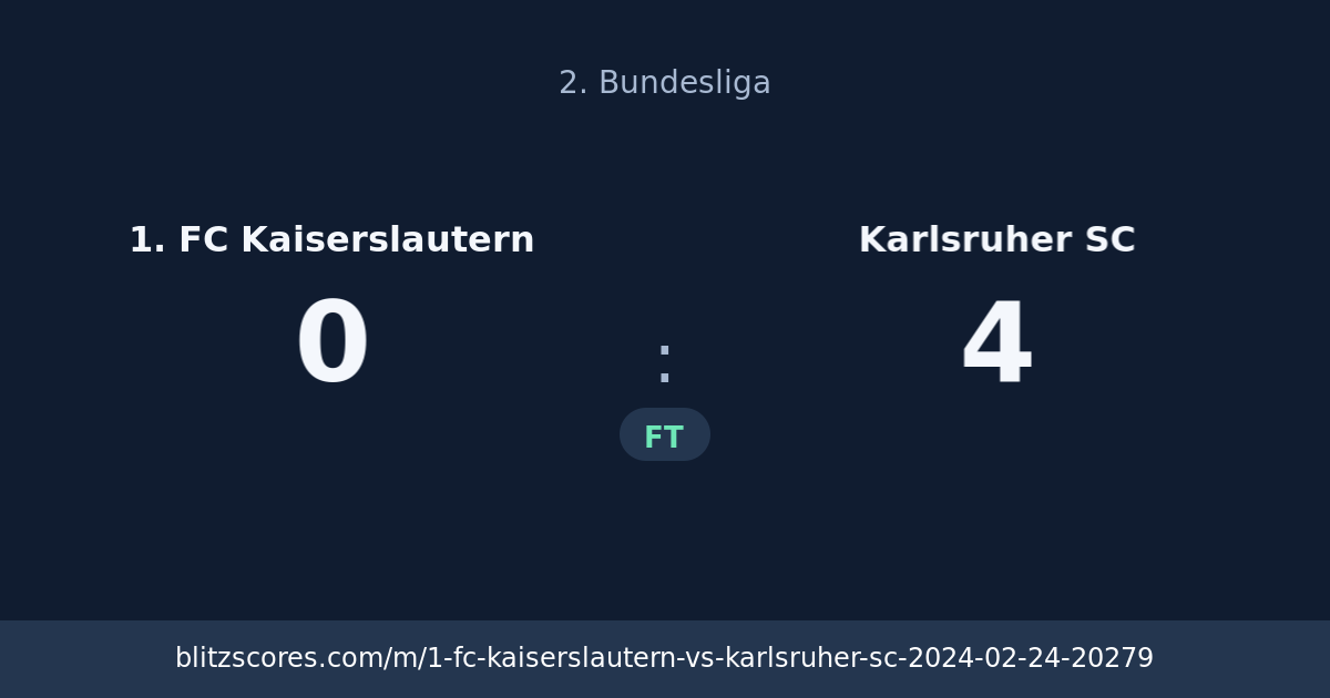 1. FC Kaiserslautern vs Karlsruher SC score card