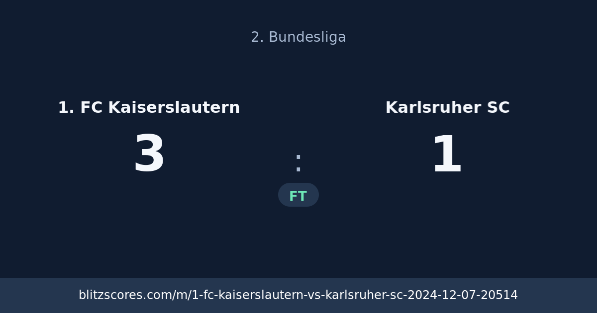 1. FC Kaiserslautern vs Karlsruher SC score card