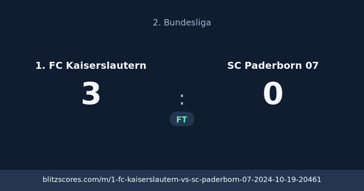 1. FC Kaiserslautern vs SC Paderborn 07 score card
