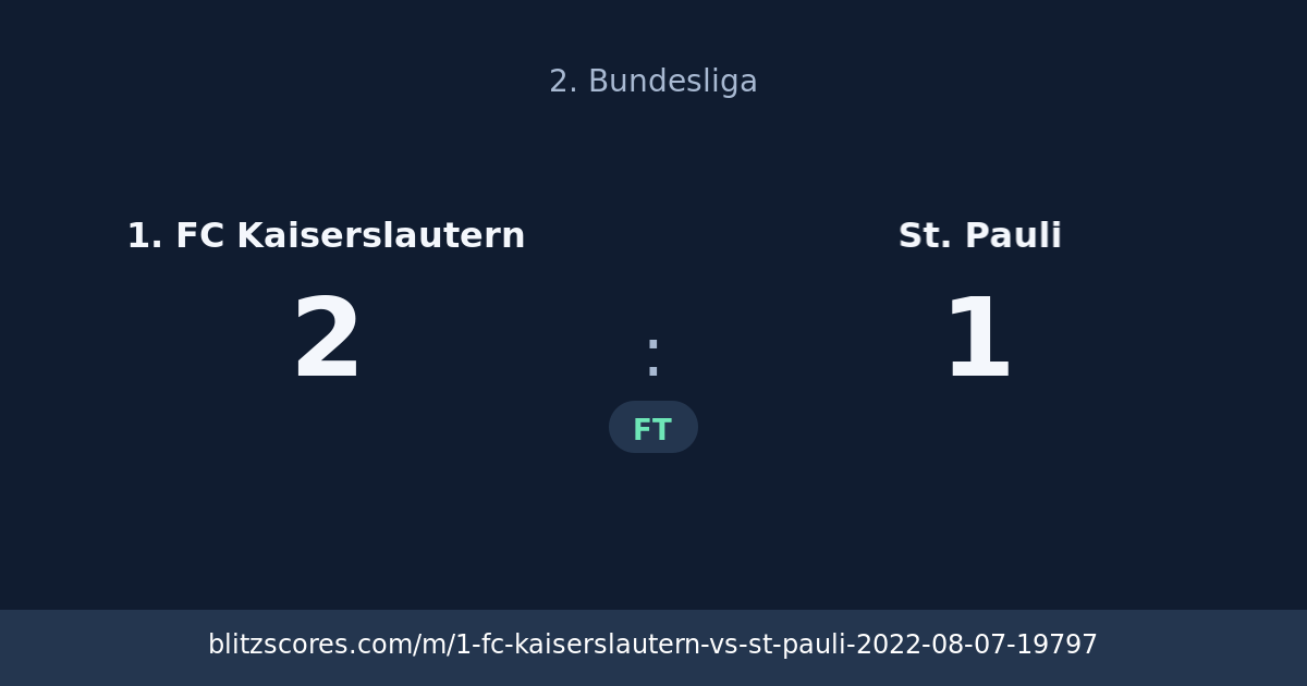 1. FC Kaiserslautern vs St. Pauli score card