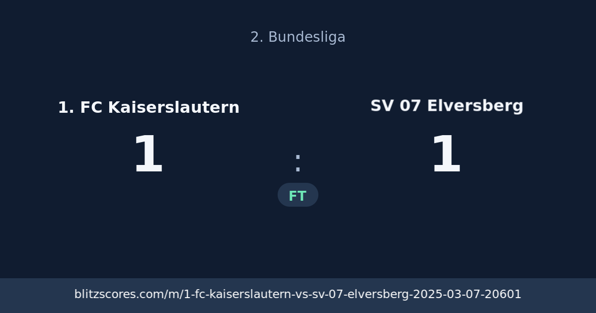 1. FC Kaiserslautern vs SV 07 Elversberg score card