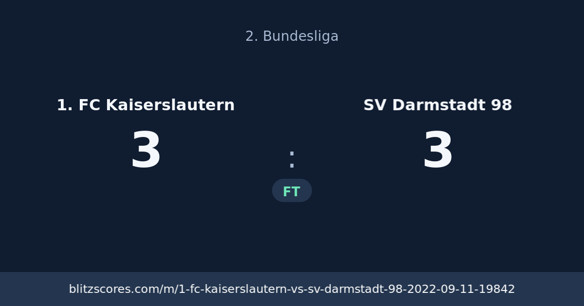 1. FC Kaiserslautern vs SV Darmstadt 98 score card