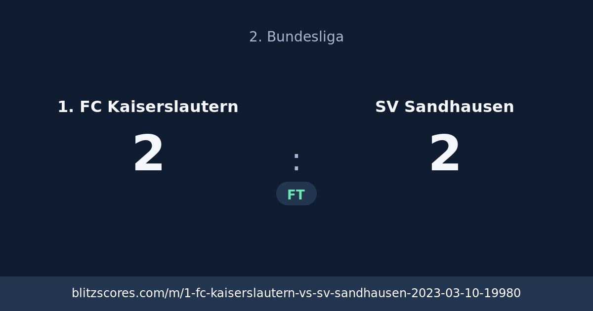 1. FC Kaiserslautern vs SV Sandhausen score card