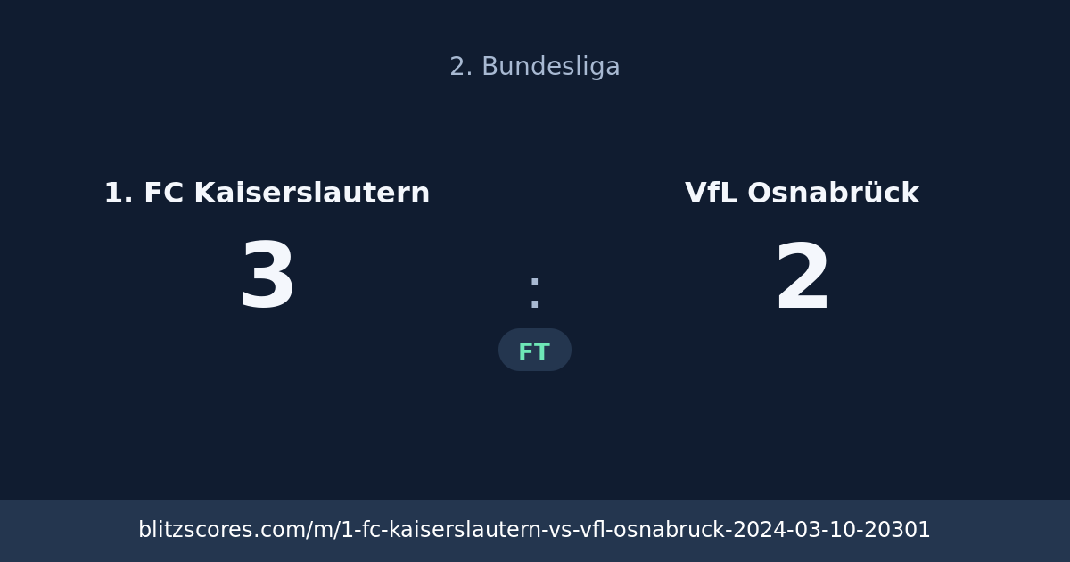 1. FC Kaiserslautern vs VfL Osnabrück score card