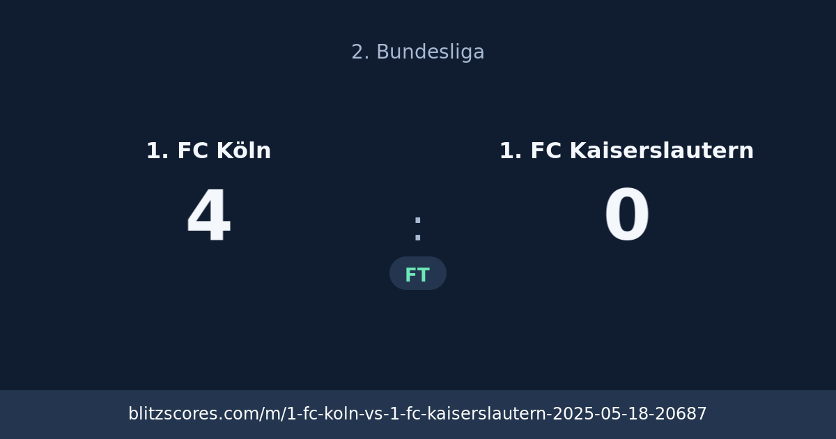 1. FC Köln vs 1. FC Kaiserslautern score card