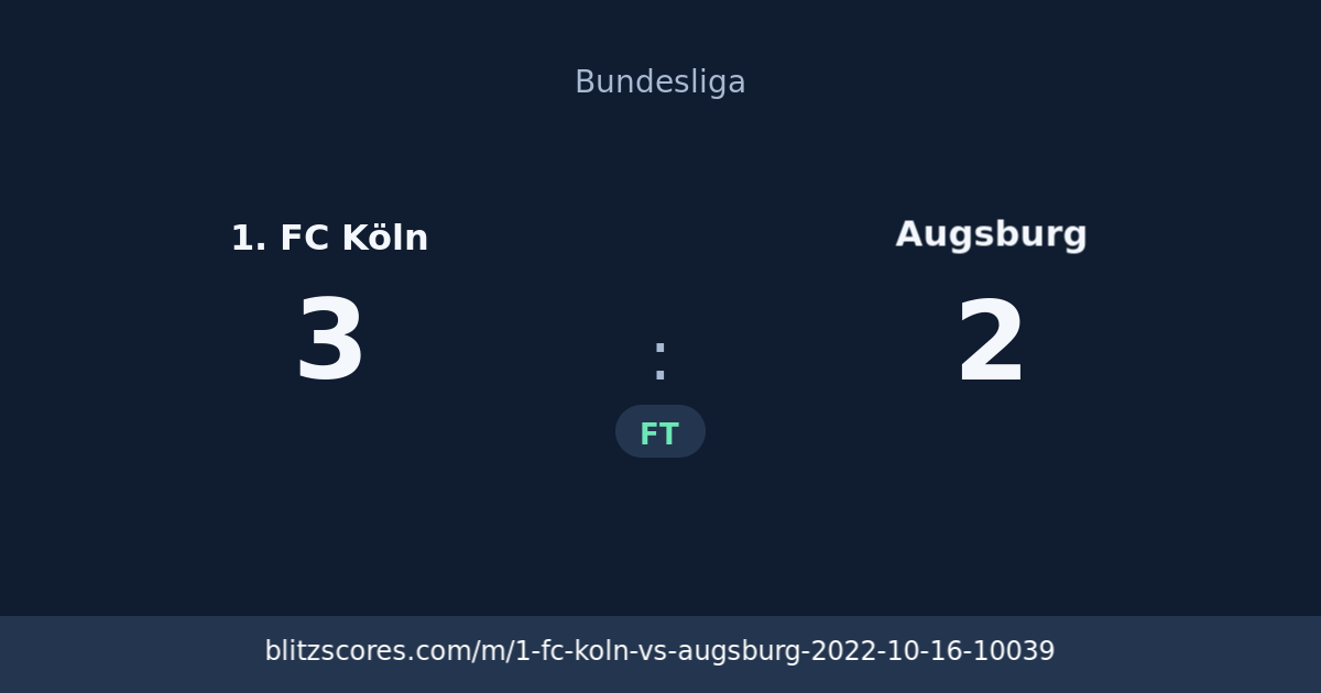 1. FC Köln vs Augsburg score card