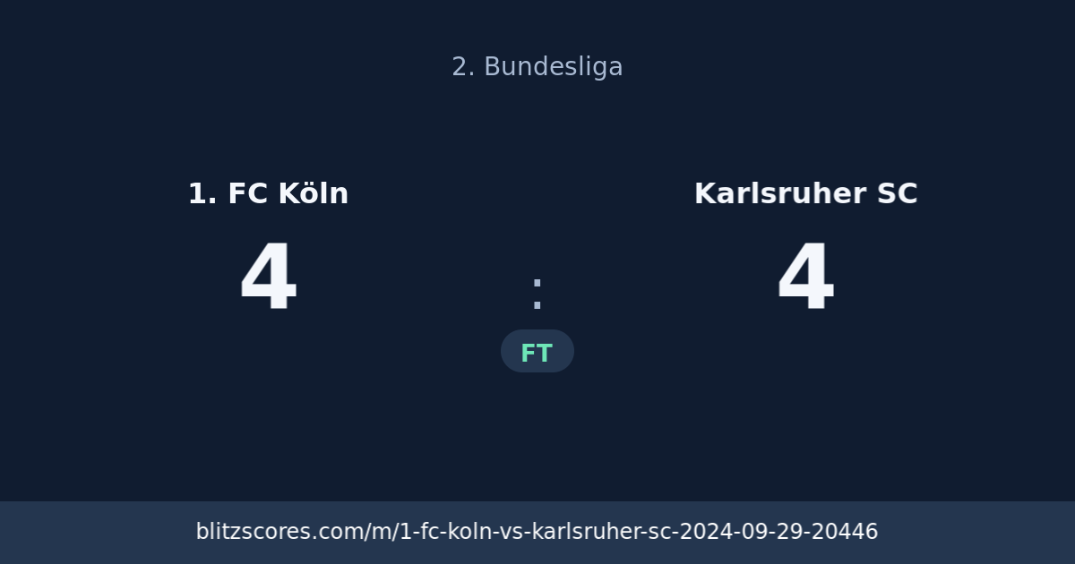 1. FC Köln vs Karlsruher SC score card