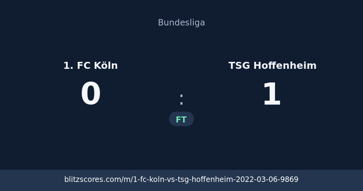 1. FC Köln vs TSG Hoffenheim score card