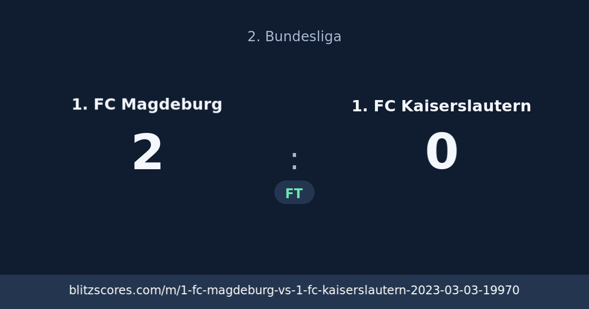 1. FC Magdeburg vs 1. FC Kaiserslautern score card