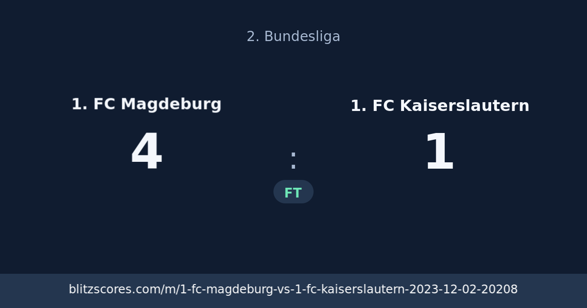 1. FC Magdeburg vs 1. FC Kaiserslautern score card