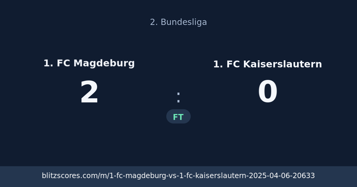 1. FC Magdeburg vs 1. FC Kaiserslautern score card