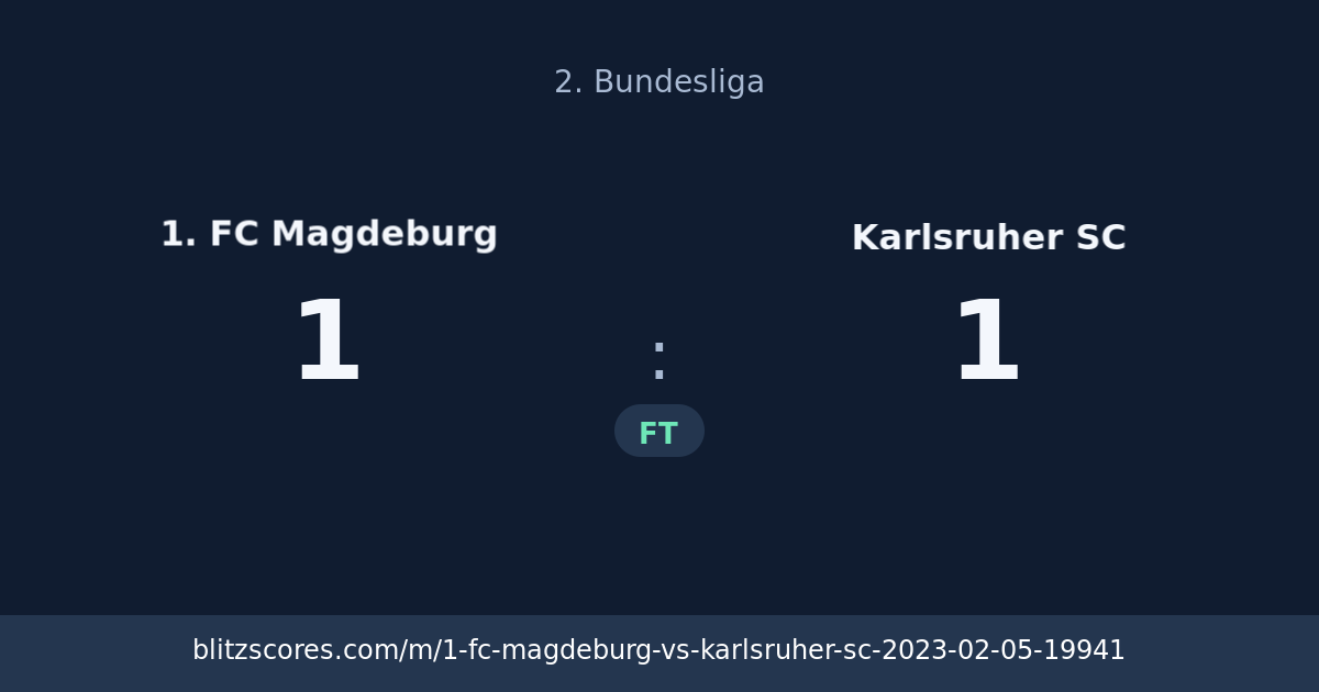 1. FC Magdeburg vs Karlsruher SC score card