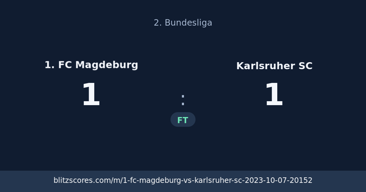1. FC Magdeburg vs Karlsruher SC score card