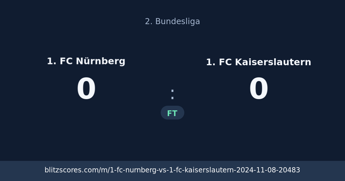 1. FC Nürnberg vs 1. FC Kaiserslautern score card