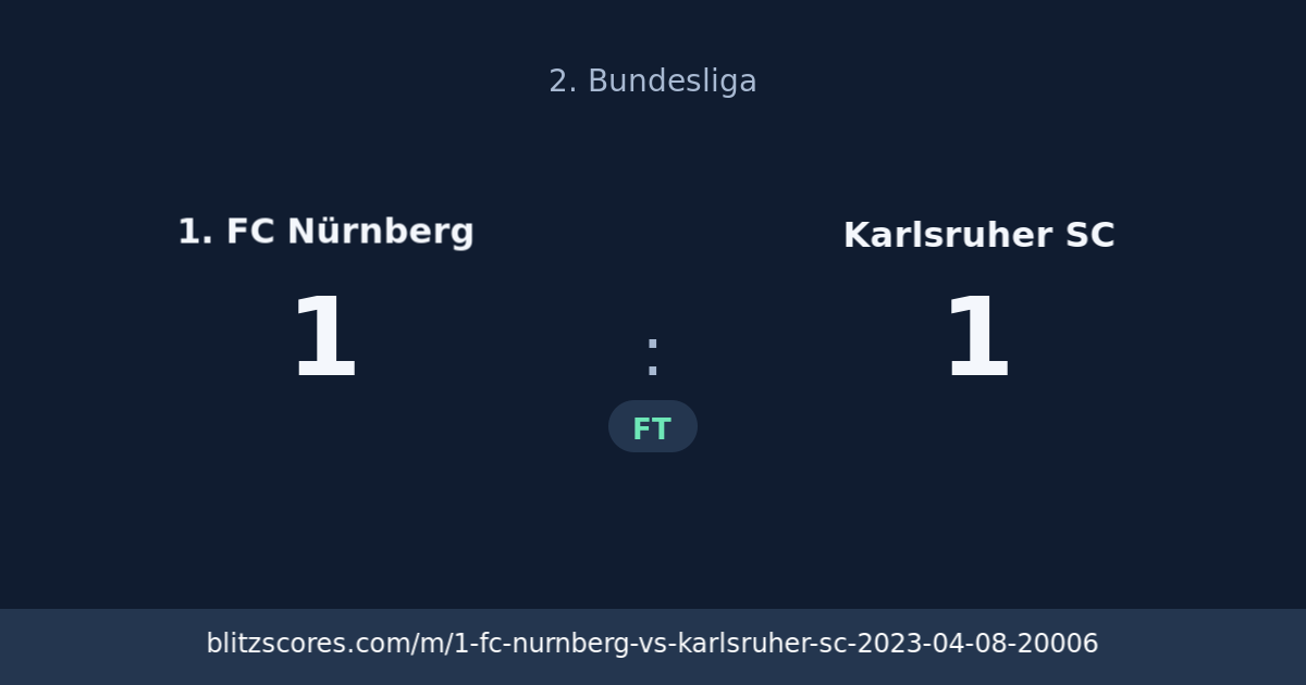 1. FC Nürnberg vs Karlsruher SC score card