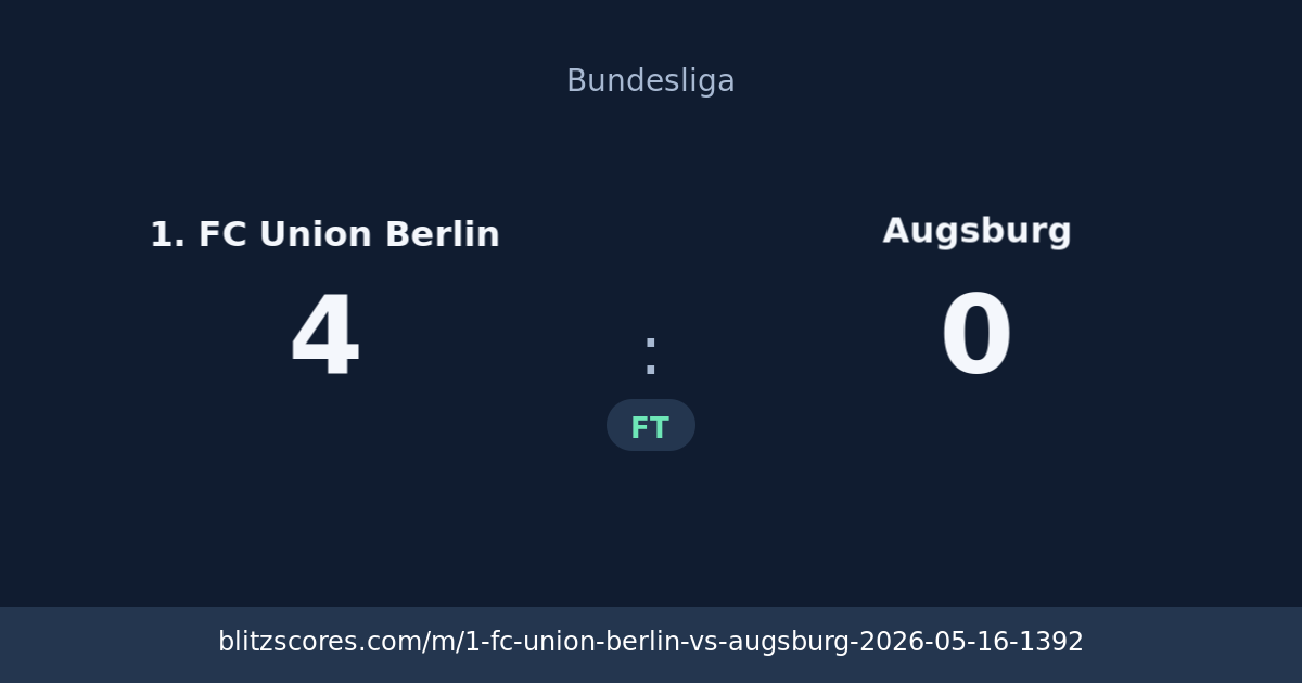 1. FC Union Berlin vs Augsburg score card