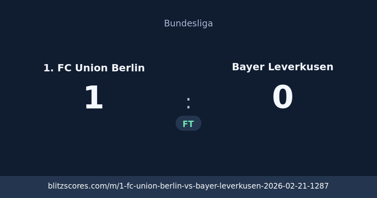 1. FC Union Berlin vs Bayer Leverkusen score card