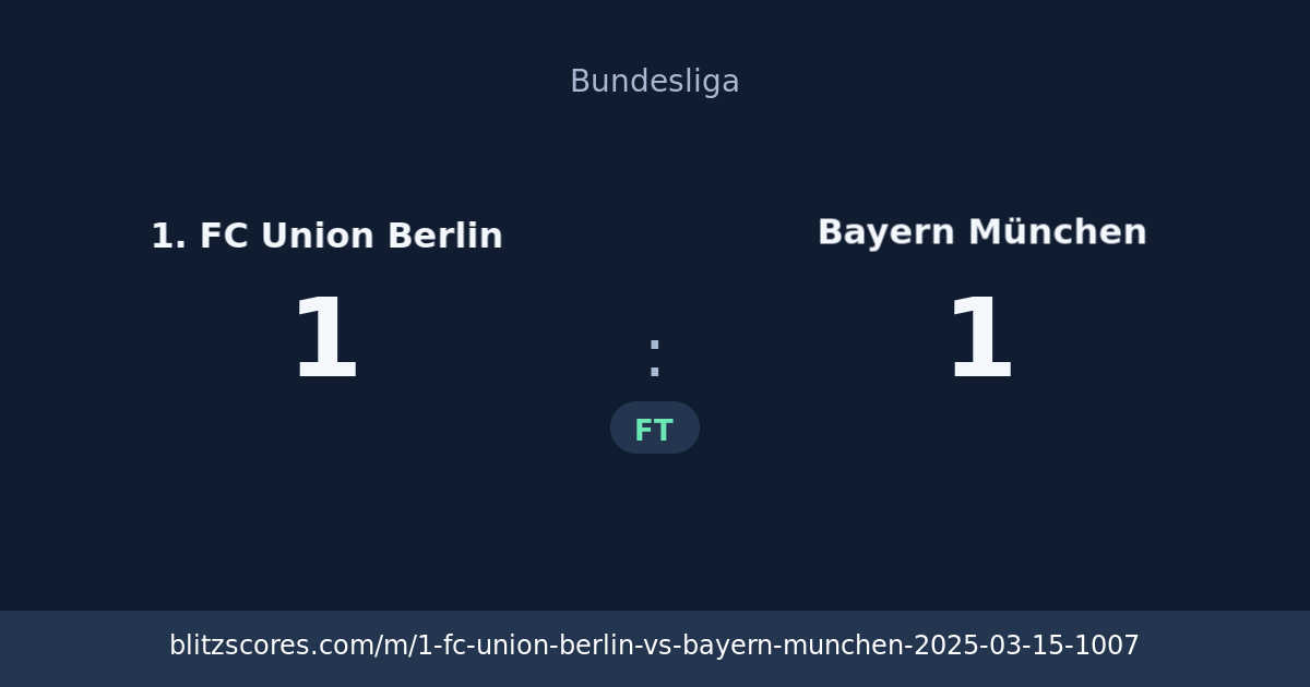 1. FC Union Berlin vs Bayern München score card