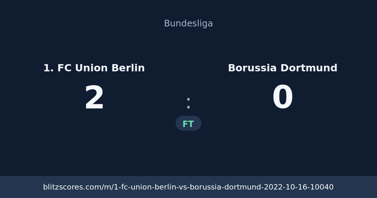 1. FC Union Berlin vs Borussia Dortmund score card