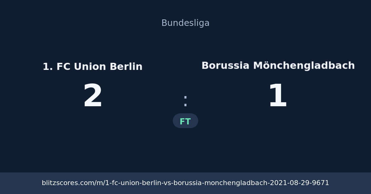 1. FC Union Berlin vs Borussia Mönchengladbach score card