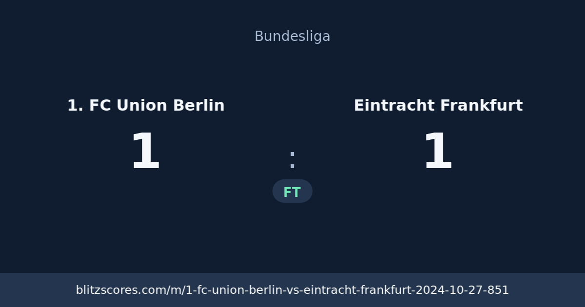 1. FC Union Berlin vs Eintracht Frankfurt score card