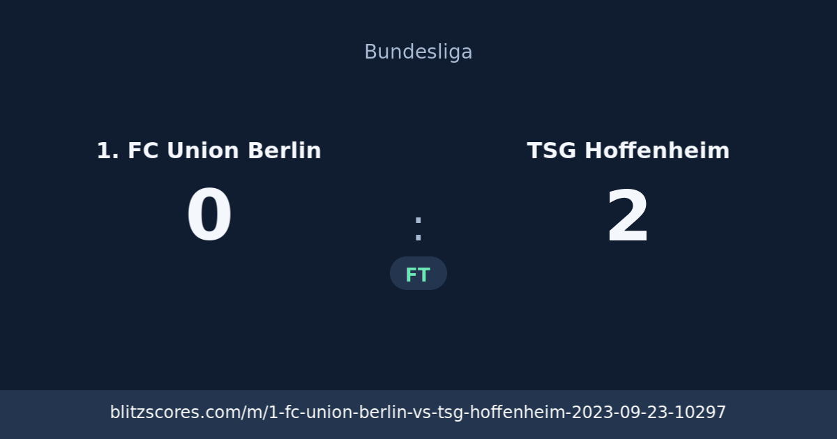 1. FC Union Berlin vs TSG Hoffenheim score card