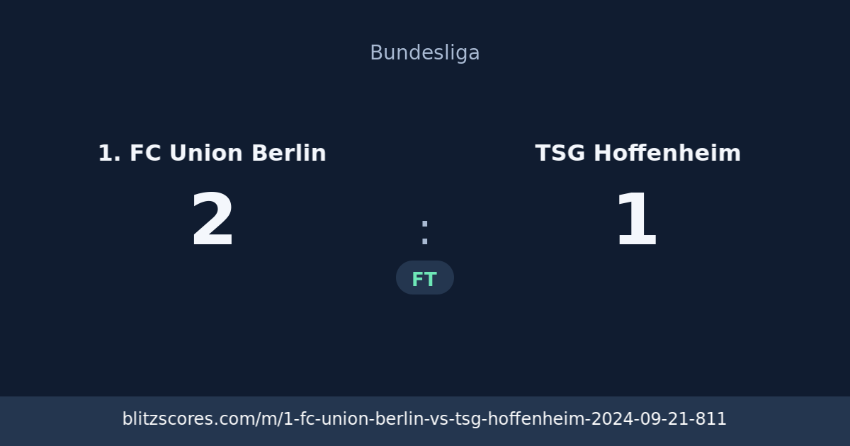 1. FC Union Berlin vs TSG Hoffenheim score card