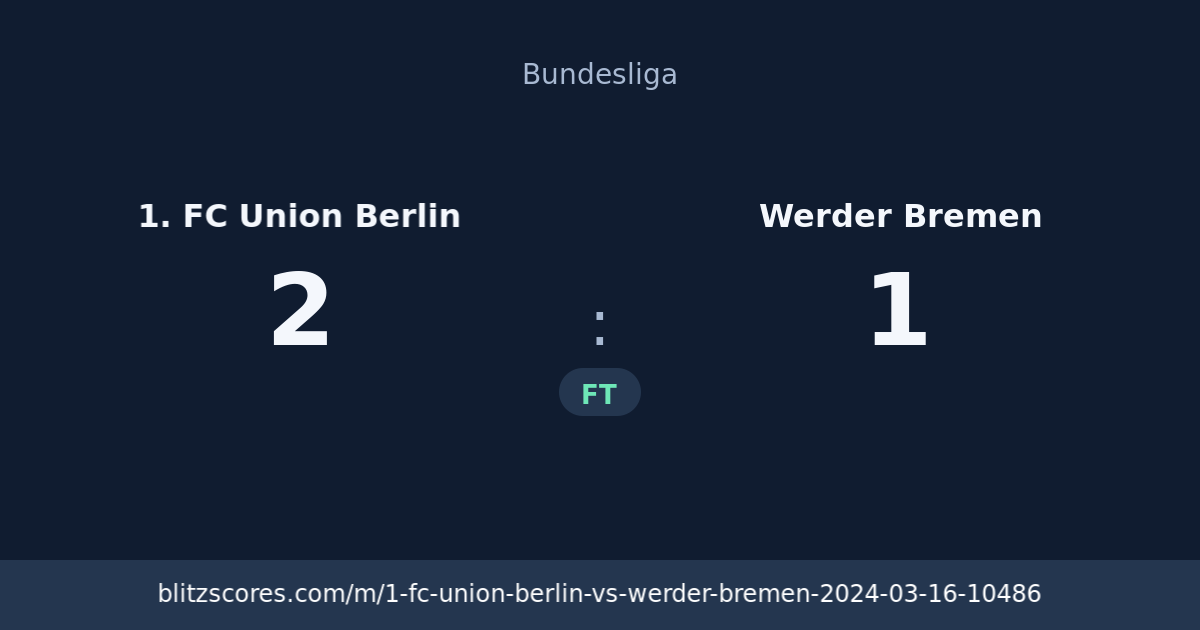 1. FC Union Berlin vs Werder Bremen score card