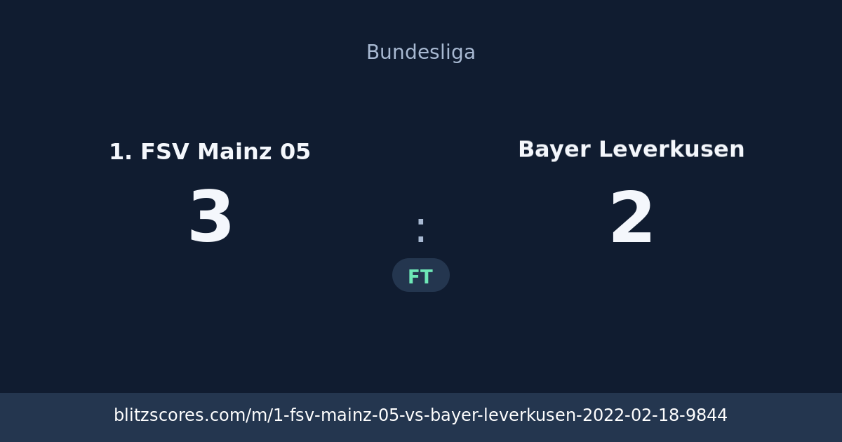 1. FSV Mainz 05 vs Bayer Leverkusen score card