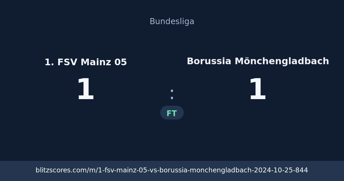 1. FSV Mainz 05 vs Borussia Mönchengladbach score card
