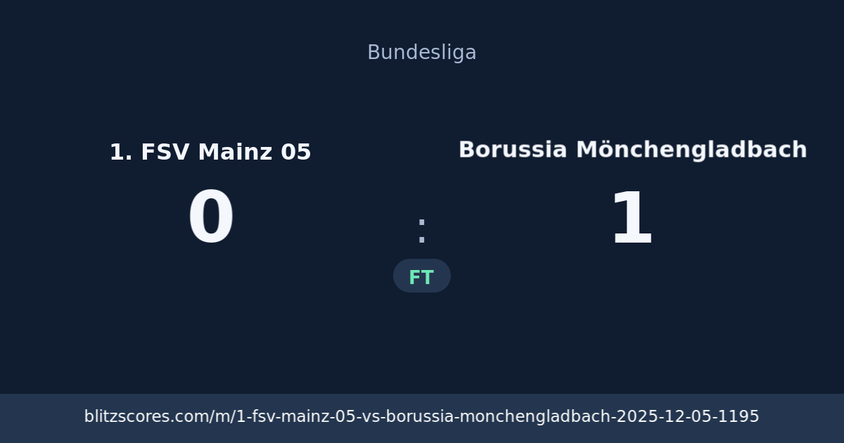 1. FSV Mainz 05 vs Borussia Mönchengladbach score card
