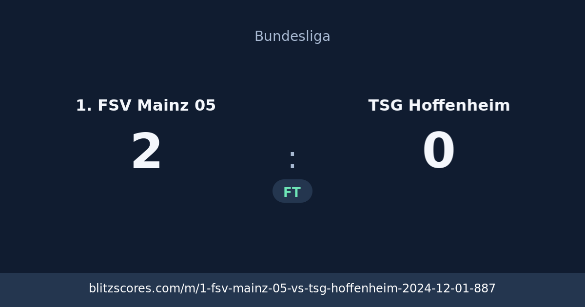 1. FSV Mainz 05 vs TSG Hoffenheim score card