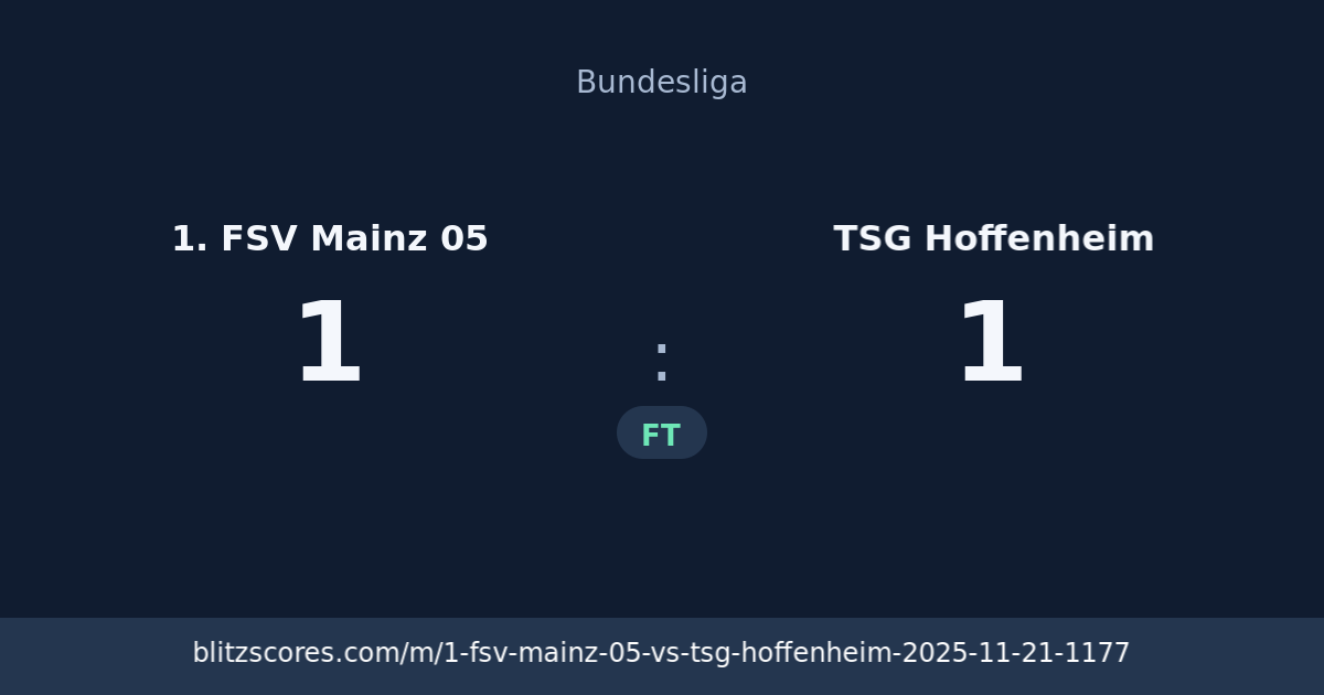 1. FSV Mainz 05 vs TSG Hoffenheim score card
