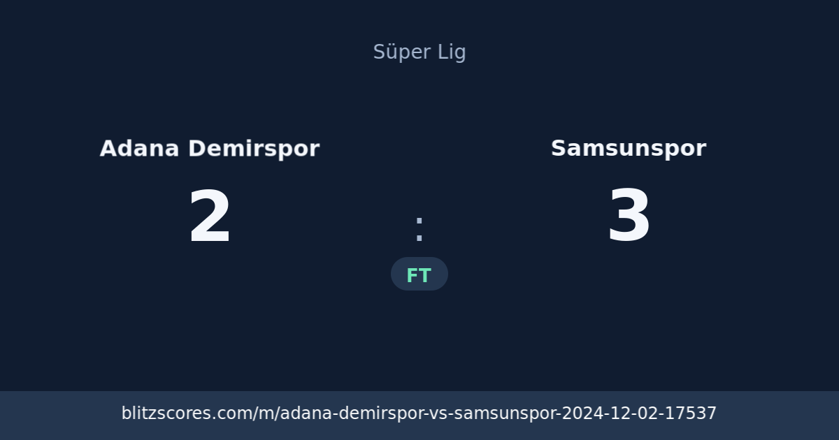 Adana Demirspor vs Samsunspor score card
