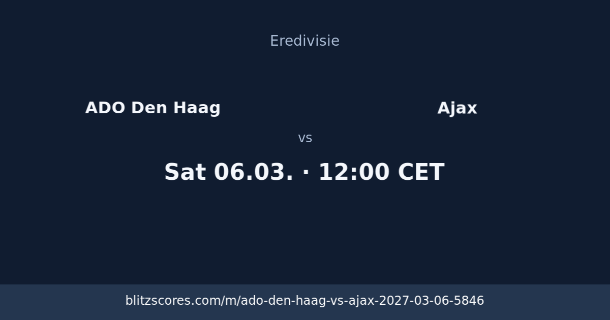 ADO Den Haag vs Ajax score card